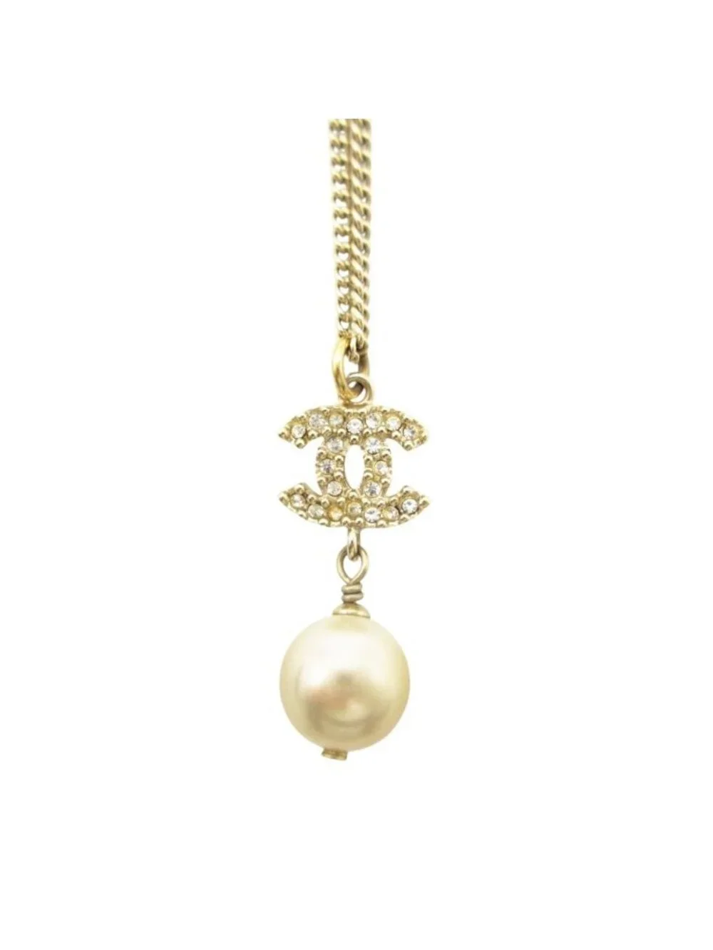Chanel Necklace CC Logo Faux Pearl Gold